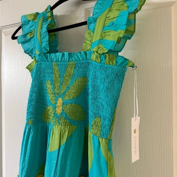 J. Marie Floral Blue and Green Maxi Dress - Picture 2 of 6